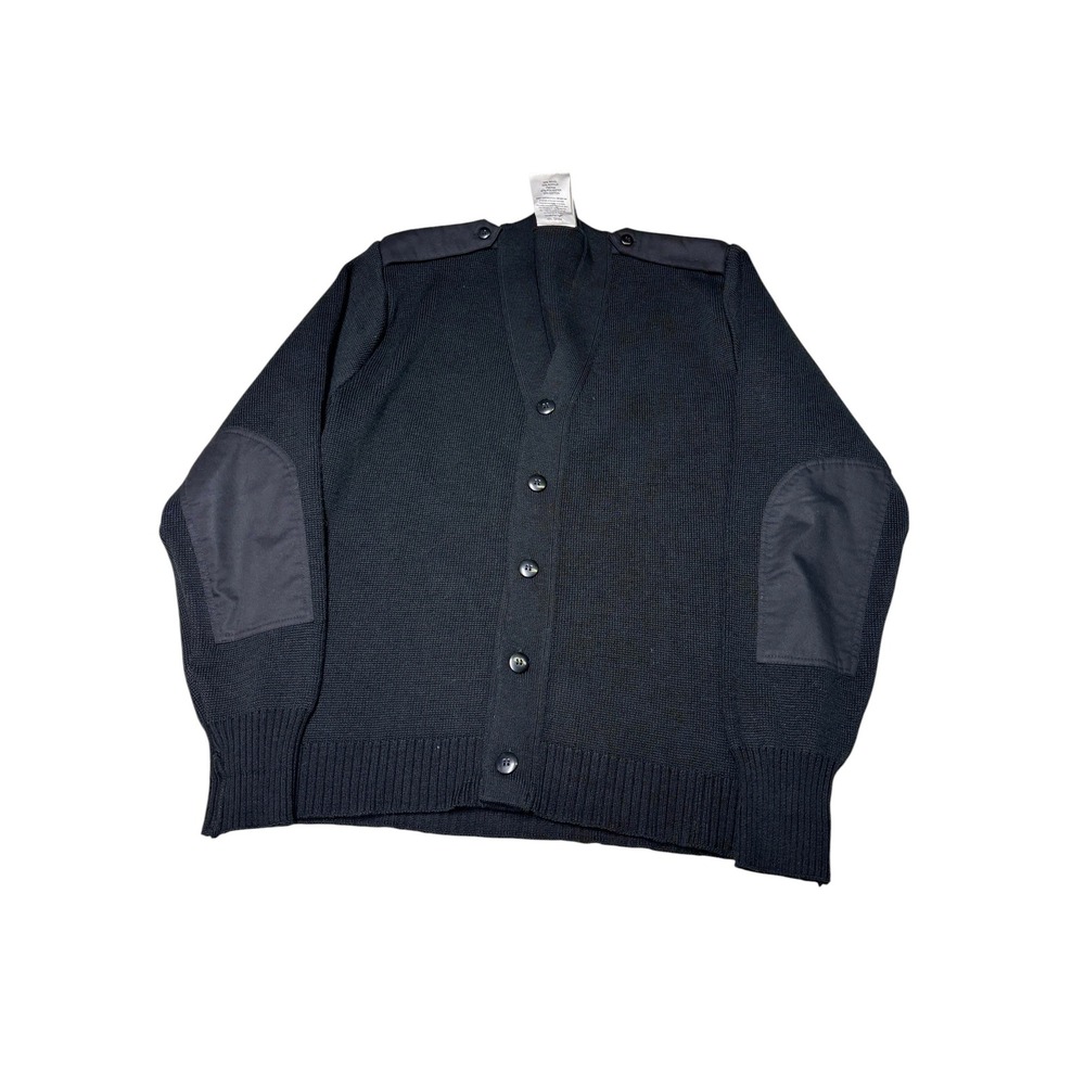 Military Equipment Corp US Army Black V-Neck Cardigan Sweater Elbow Mens 44R